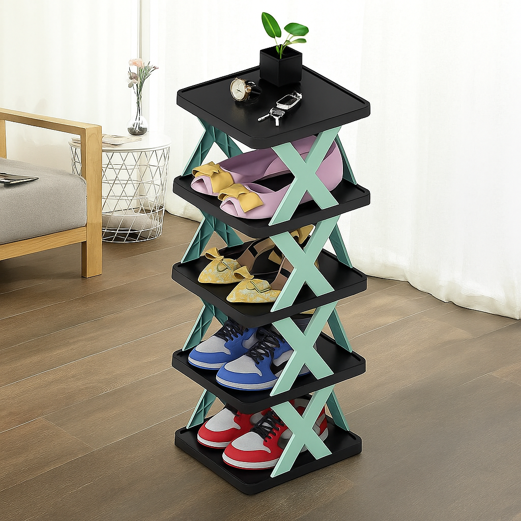 5 layer Multifunctional Black Shoe Organizer Rack (Black -HL013)